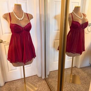 Elegant Red Lace Babydoll Lingerie